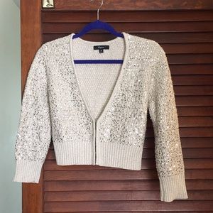 Express sequin metallic shrug sweater